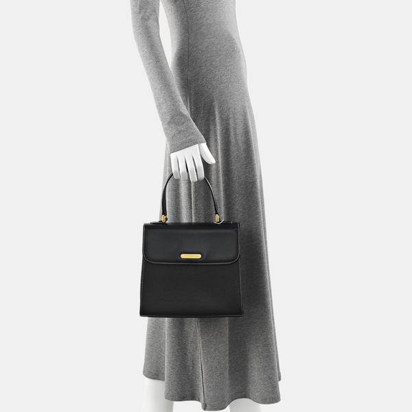 Calfskin Top Handle Bag Black