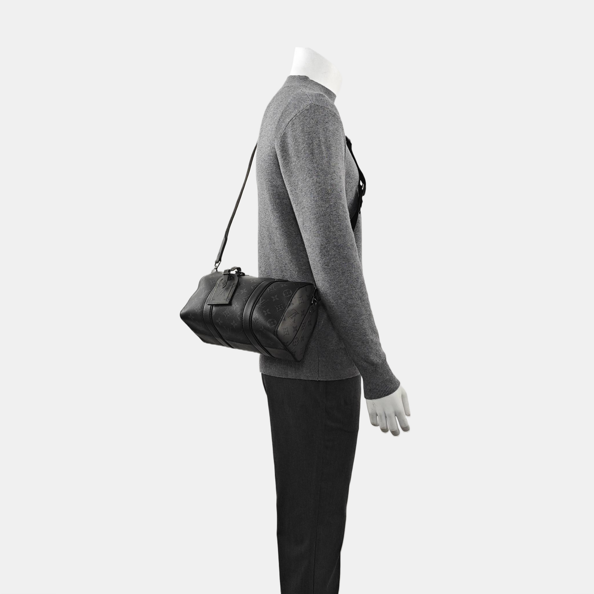 KEEPALL Monogram Coated Canvas Black