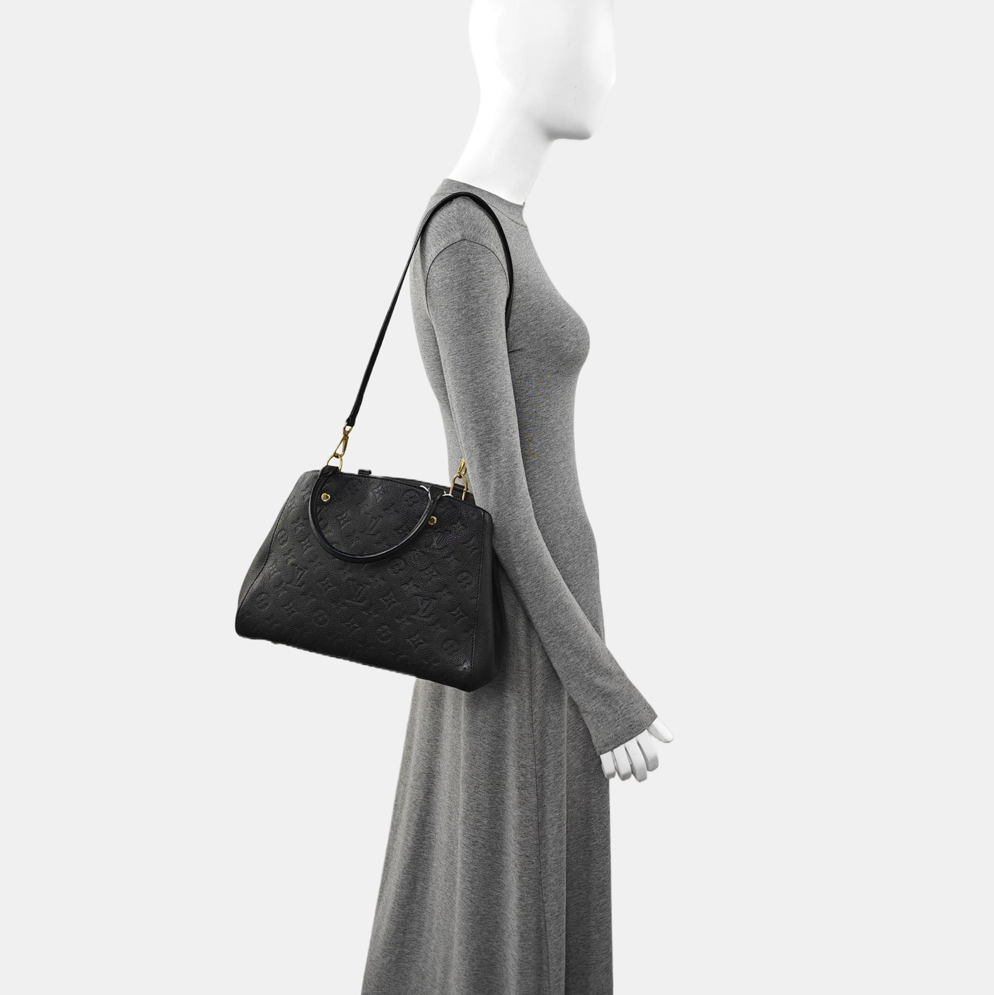MONTAIGNE MM Monogram Calfskin Black