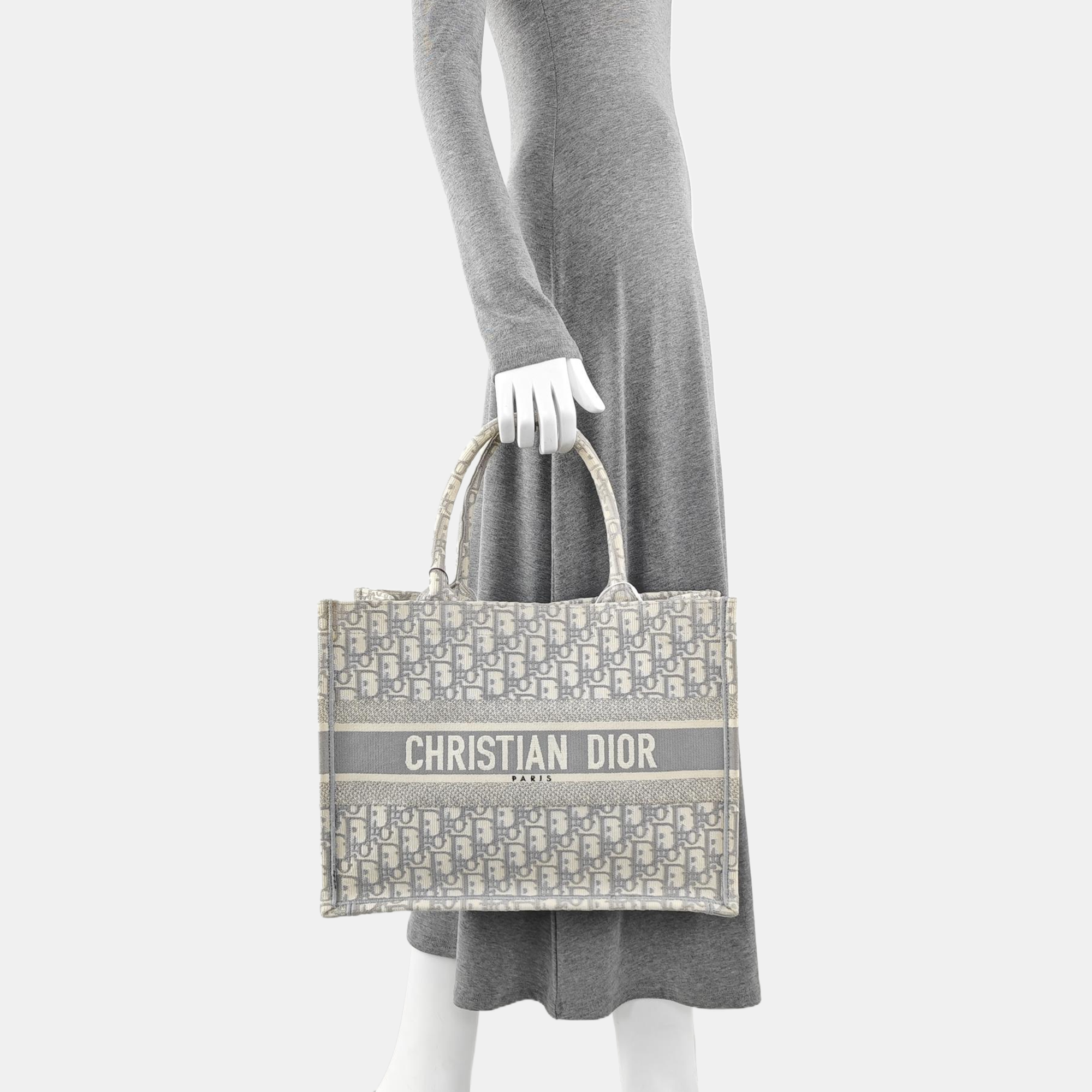 Book Tote Medium Oblique Canvas White