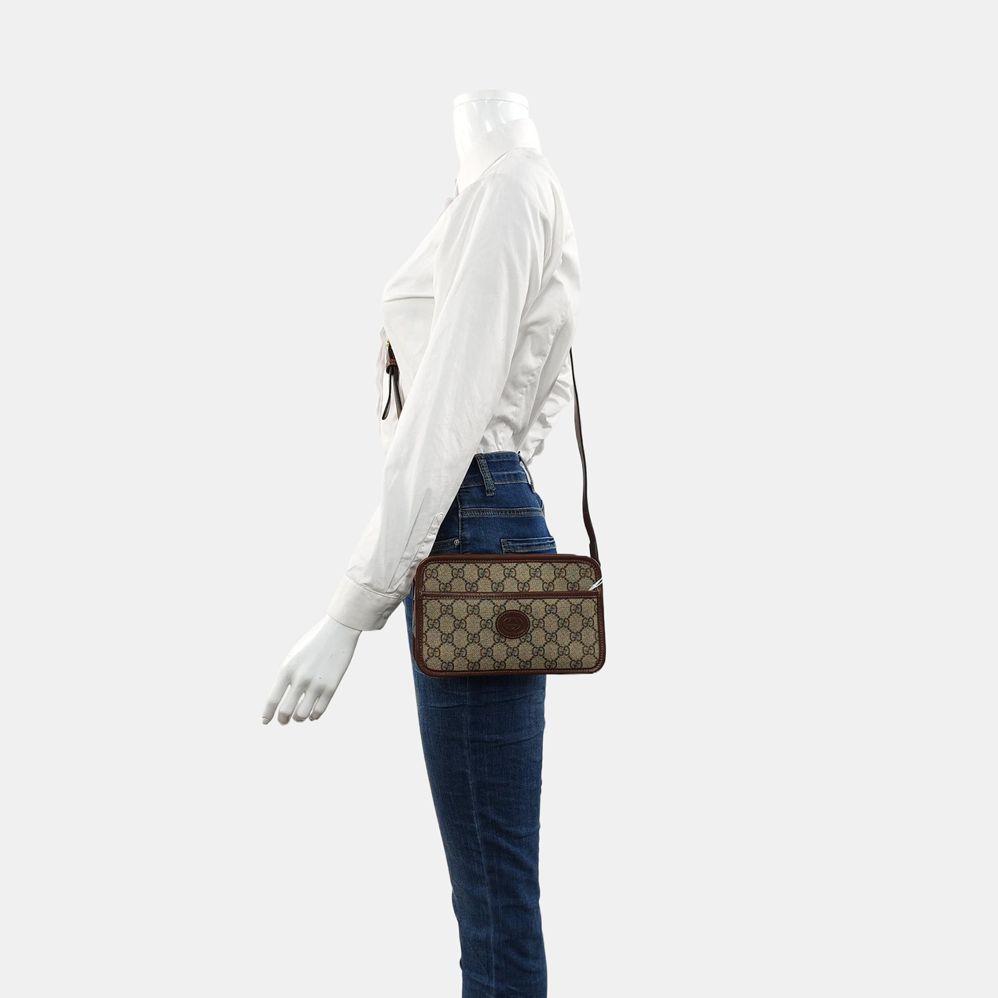 GG Supreme Mini Monogram Coated Canvas Beige