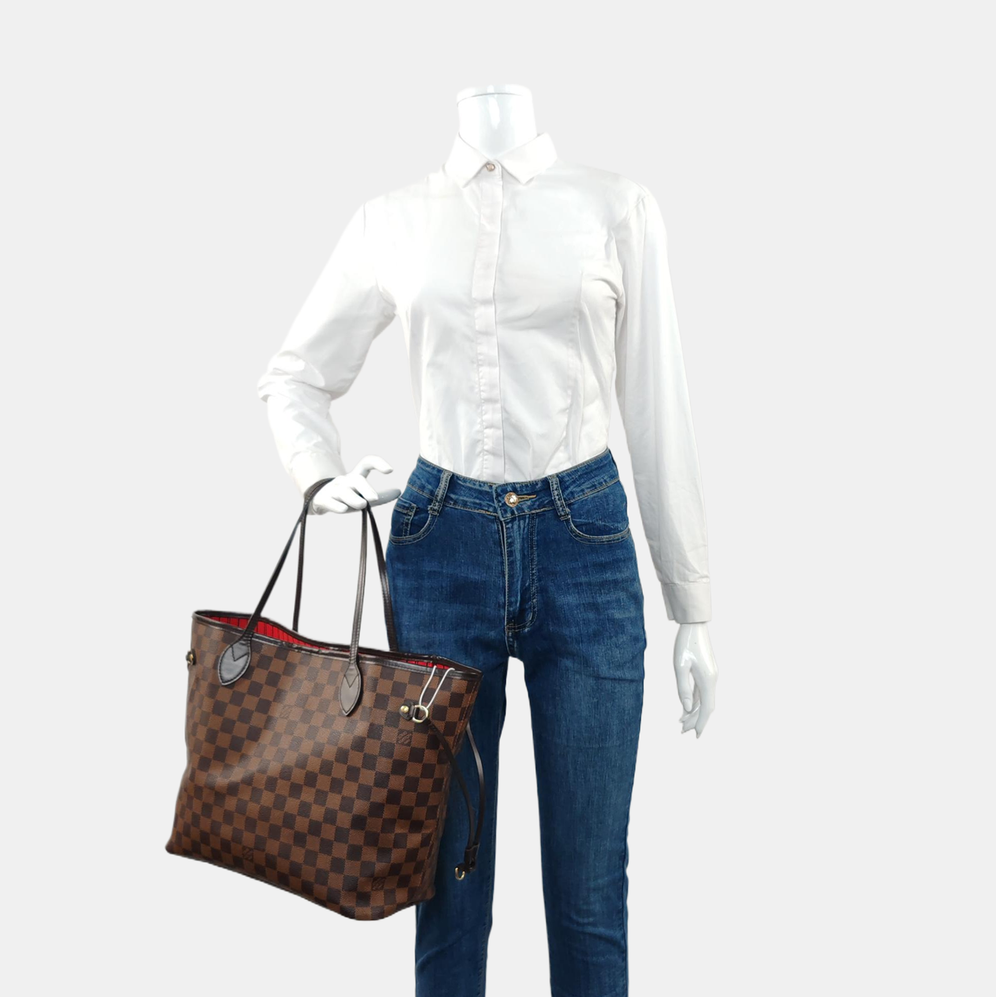 NEVERFULL MM Damier Ebene Coated Canvas Brown