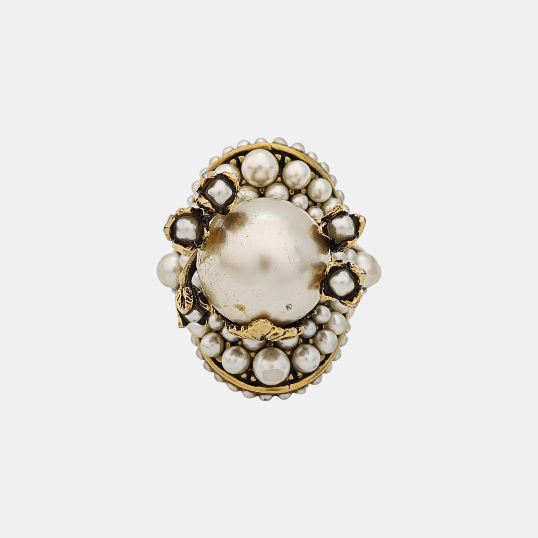 Faux Pearl White Ring HK 13