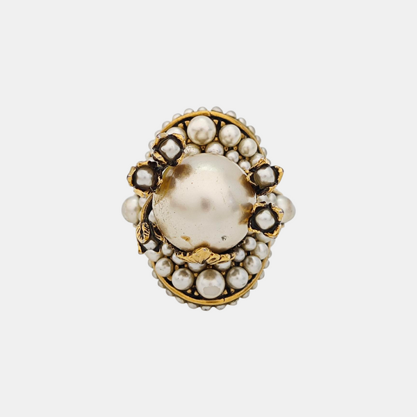 Faux Pearl White Ring HK 13
