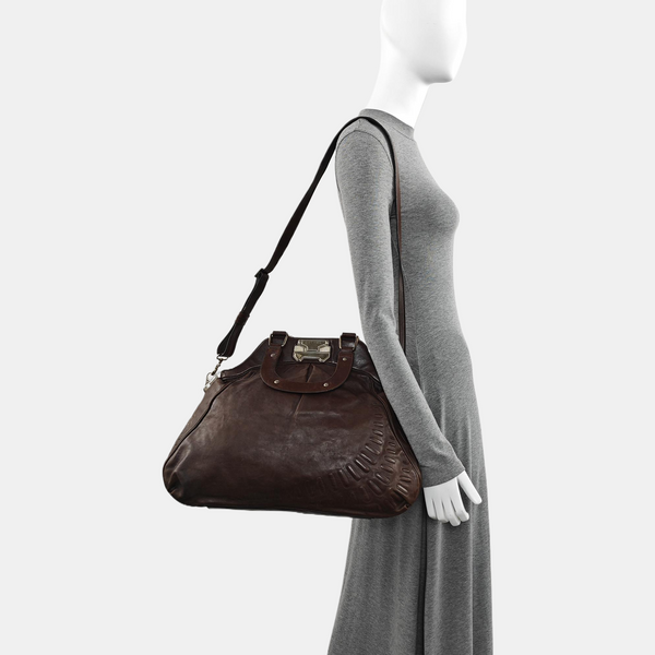 Calfskin Shoulder Bag Brown