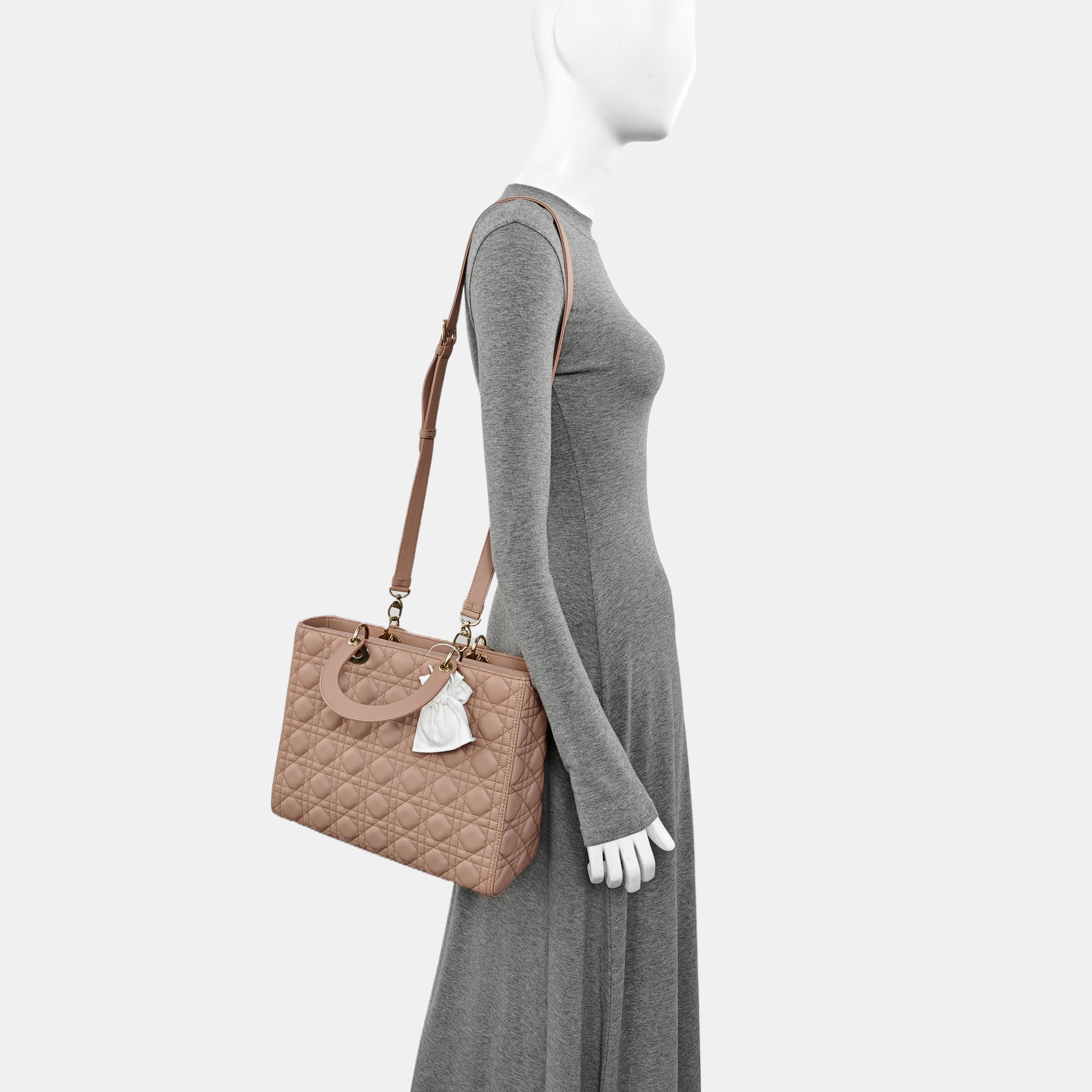 Lady Dior Large Cannage Lambskin Pink