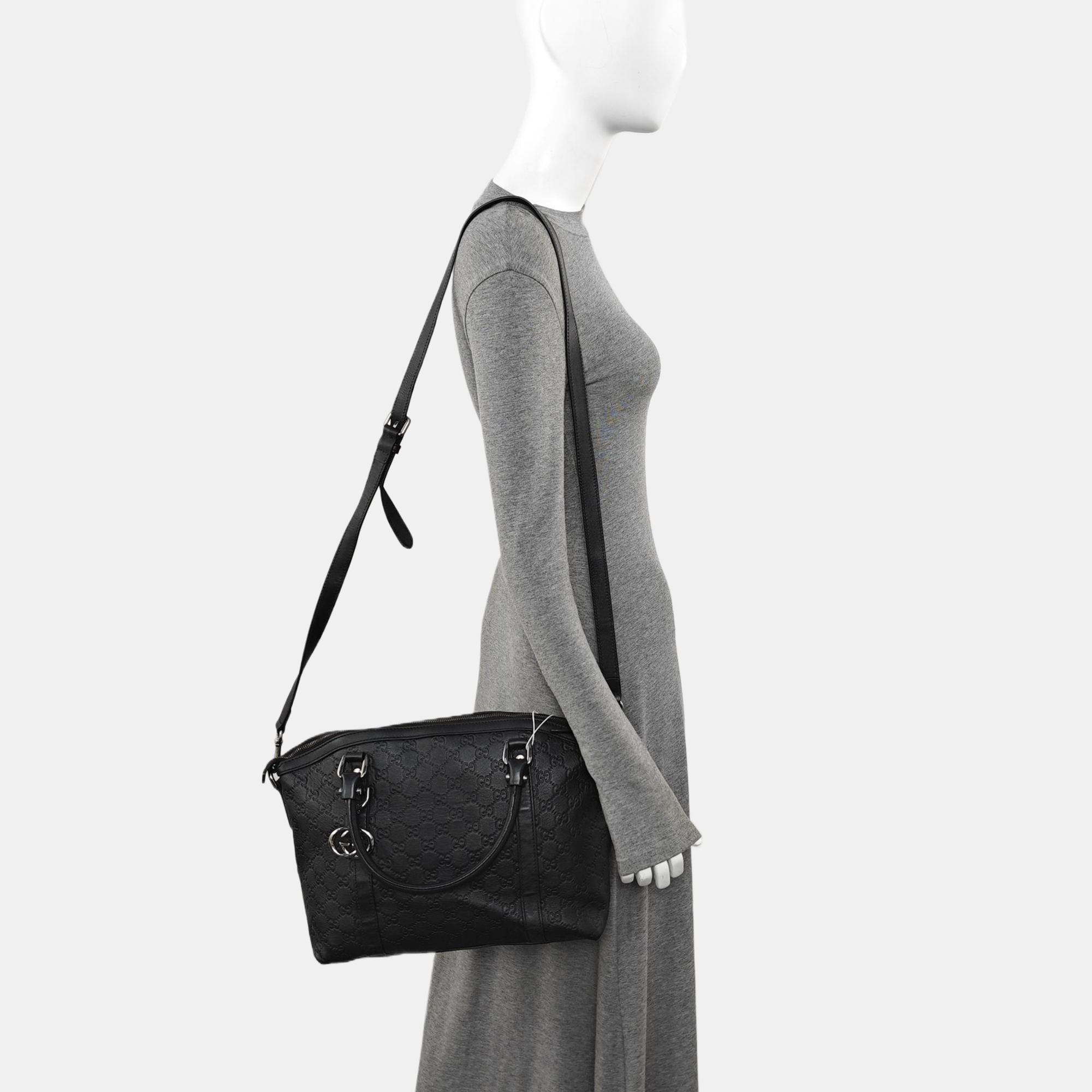 Monogram Calfskin Tote Bag Black
