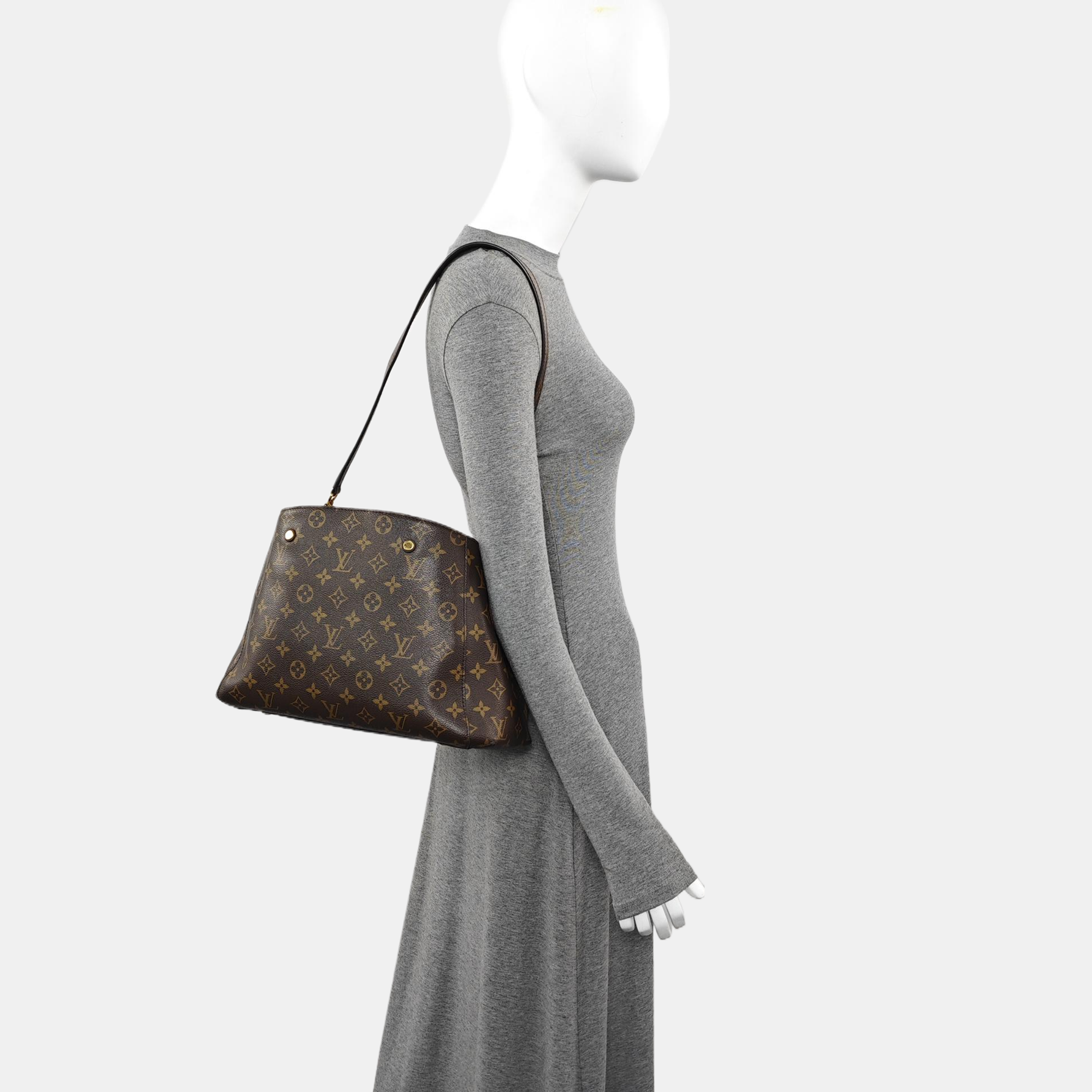 MONTAIGNE MM Monogram Coated Canvas Brown