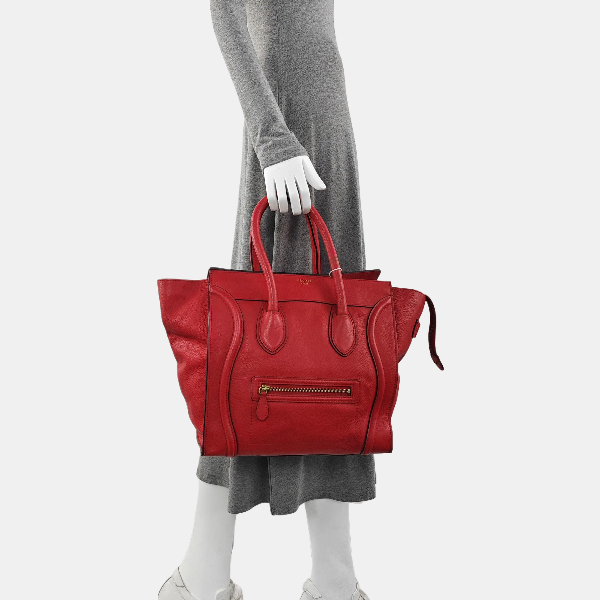 Authenticated pre-owned  LUGGAGE Mini Calfskin Red - Tote Bag at Looply