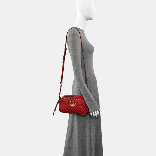 GG Marmont Small Quilted Calfskin Red