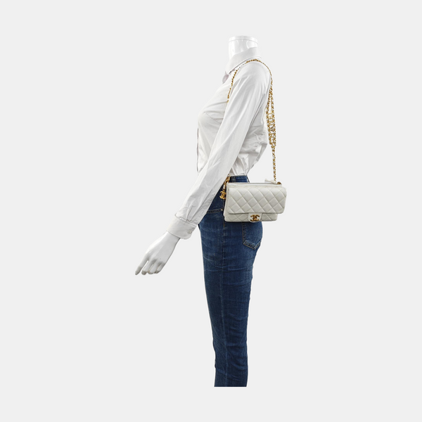 Quilted Grained Calfskin White