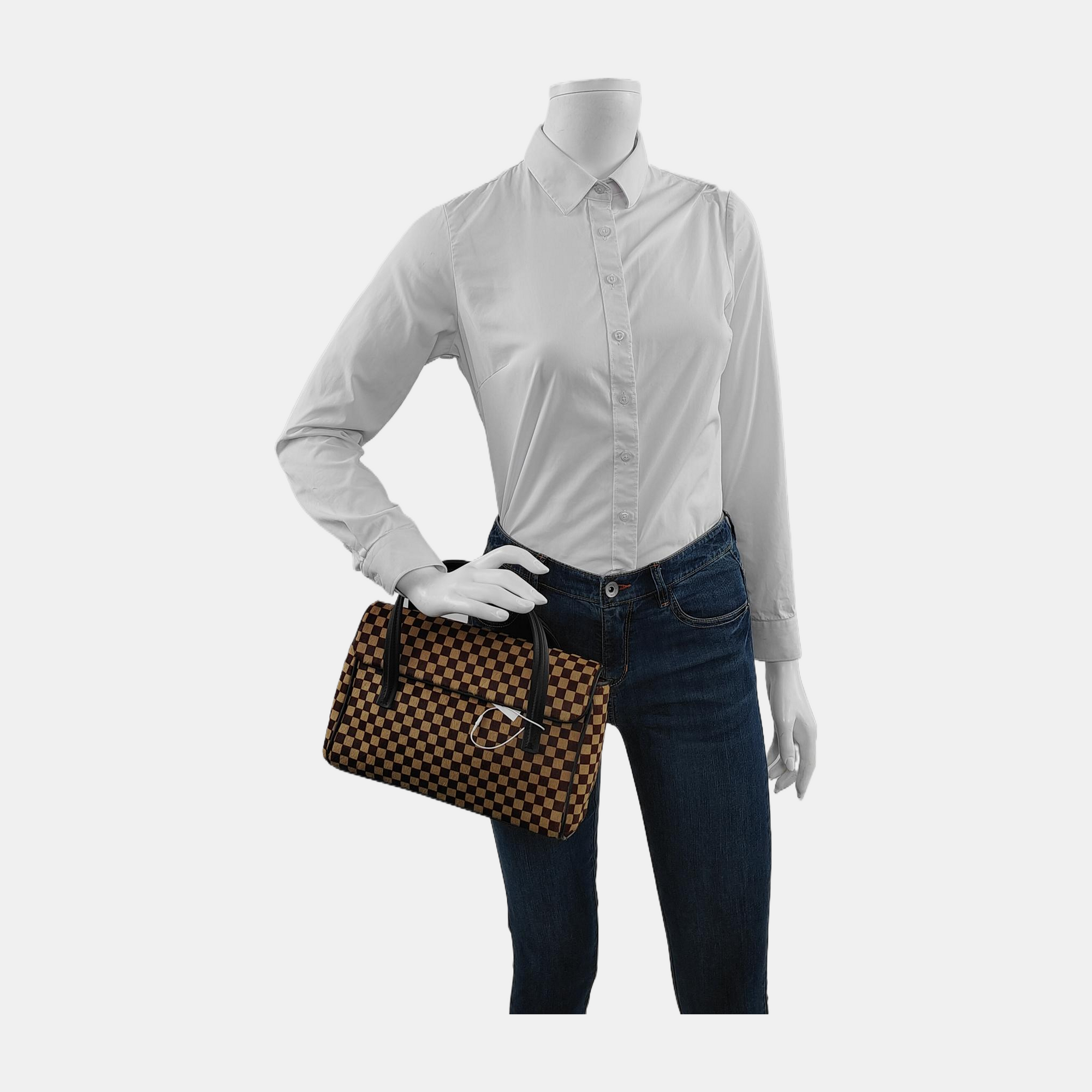 LIONNE Damier Ebene Horsehair Brown
