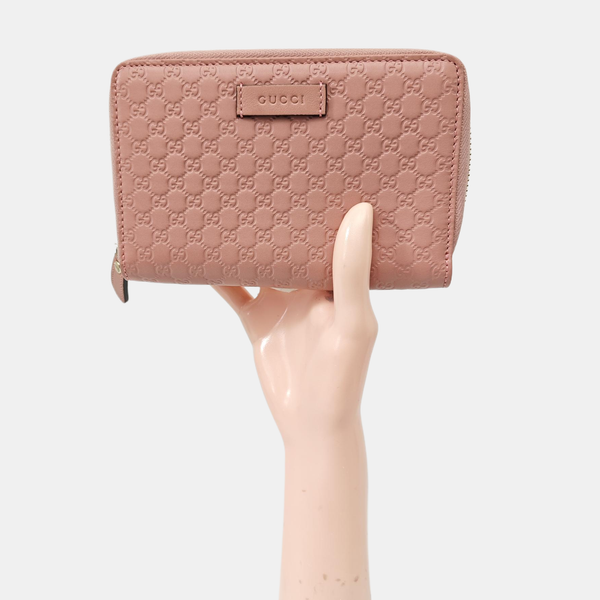 Microguccissima Monogram Calfskin Pink Wallet