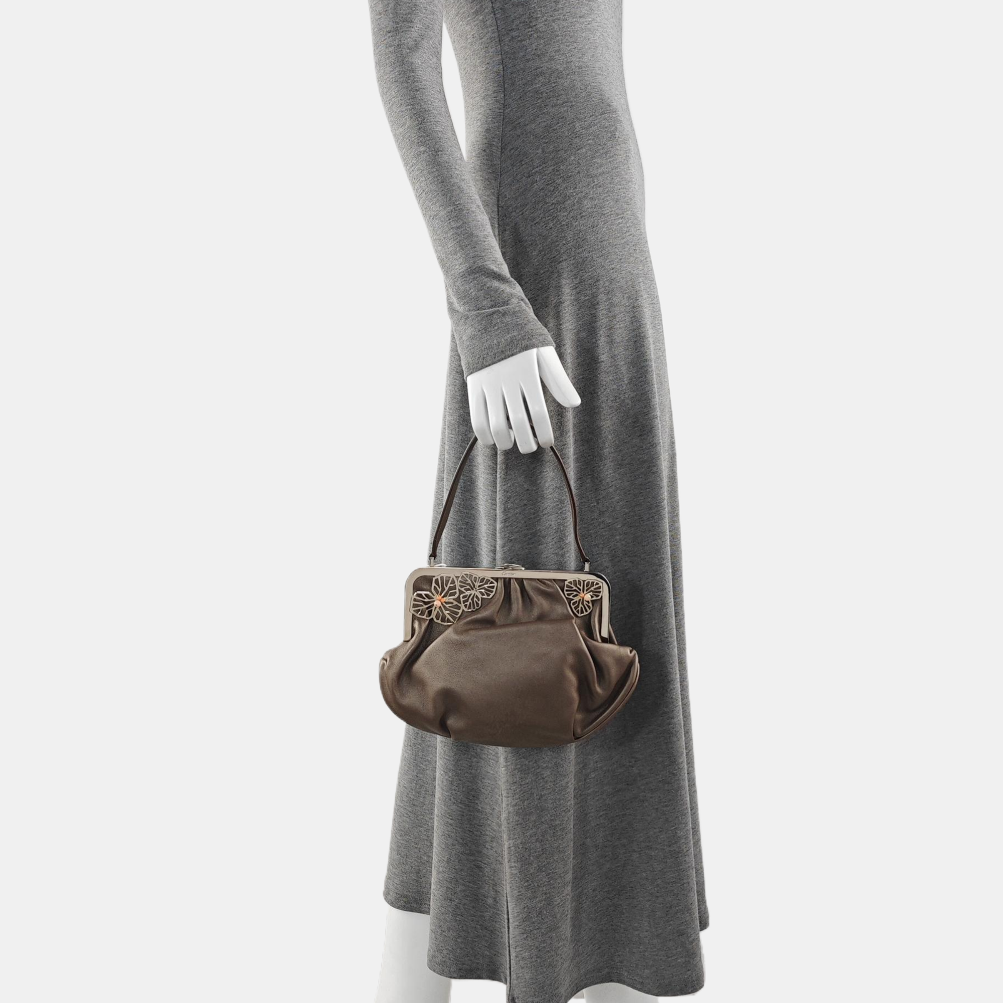 Calfskin Top Handle Bag Gray