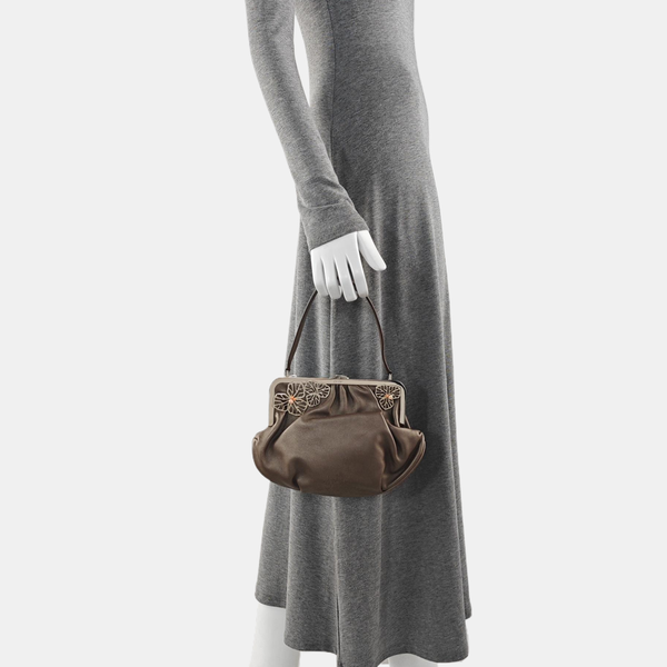 Calfskin Top Handle Bag Gray