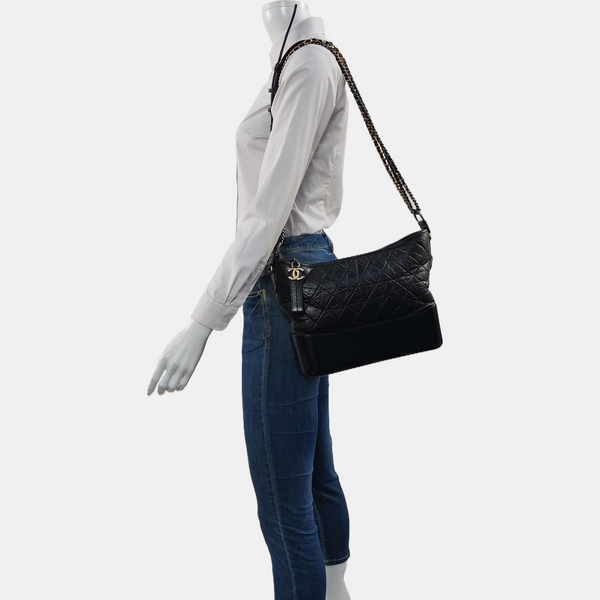 GABRIELLE Large Quilted Calfskin Black