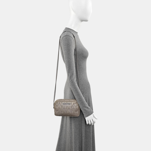 Quilted Lambskin Crossbody Bag Gray
