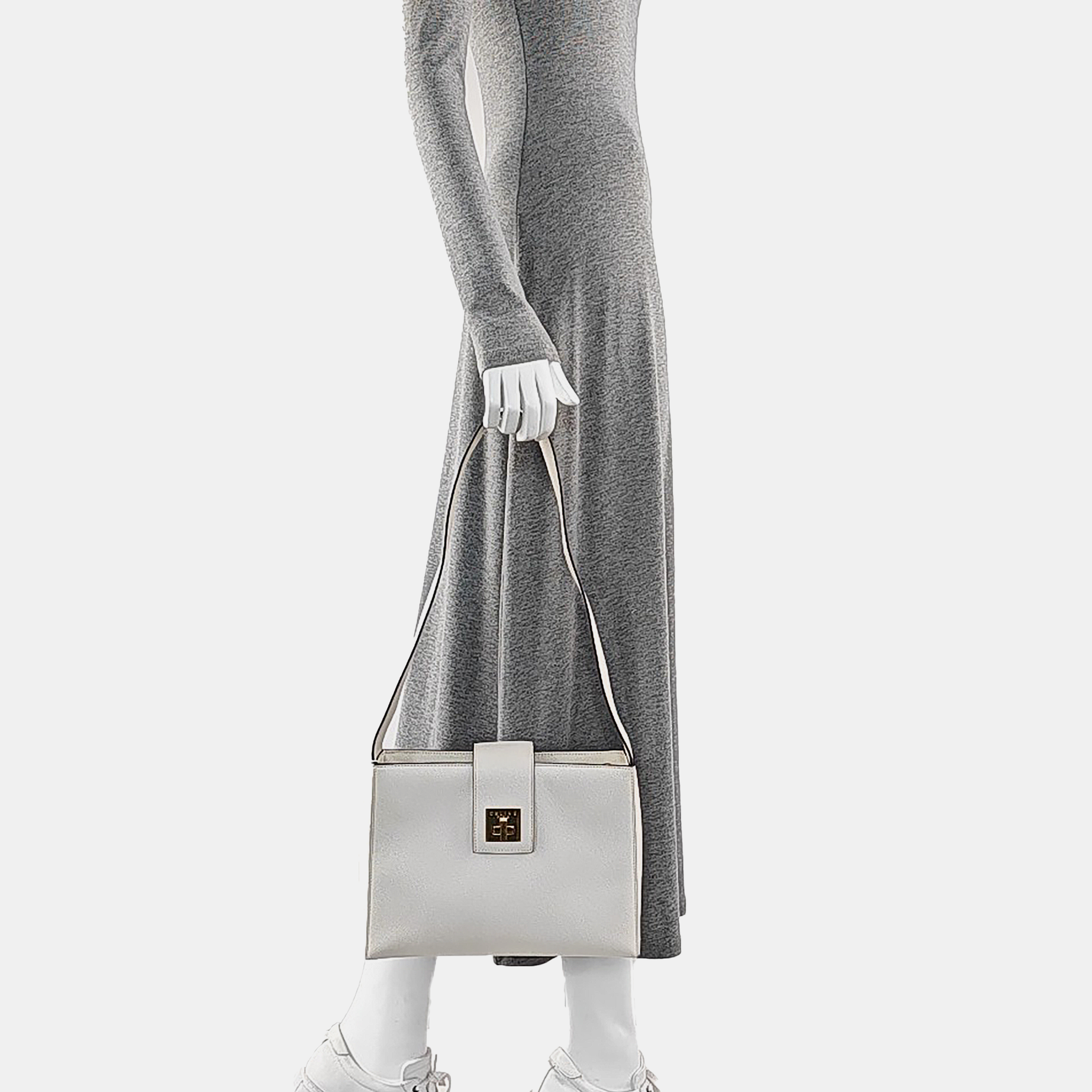 Calfskin Shoulder Bag White