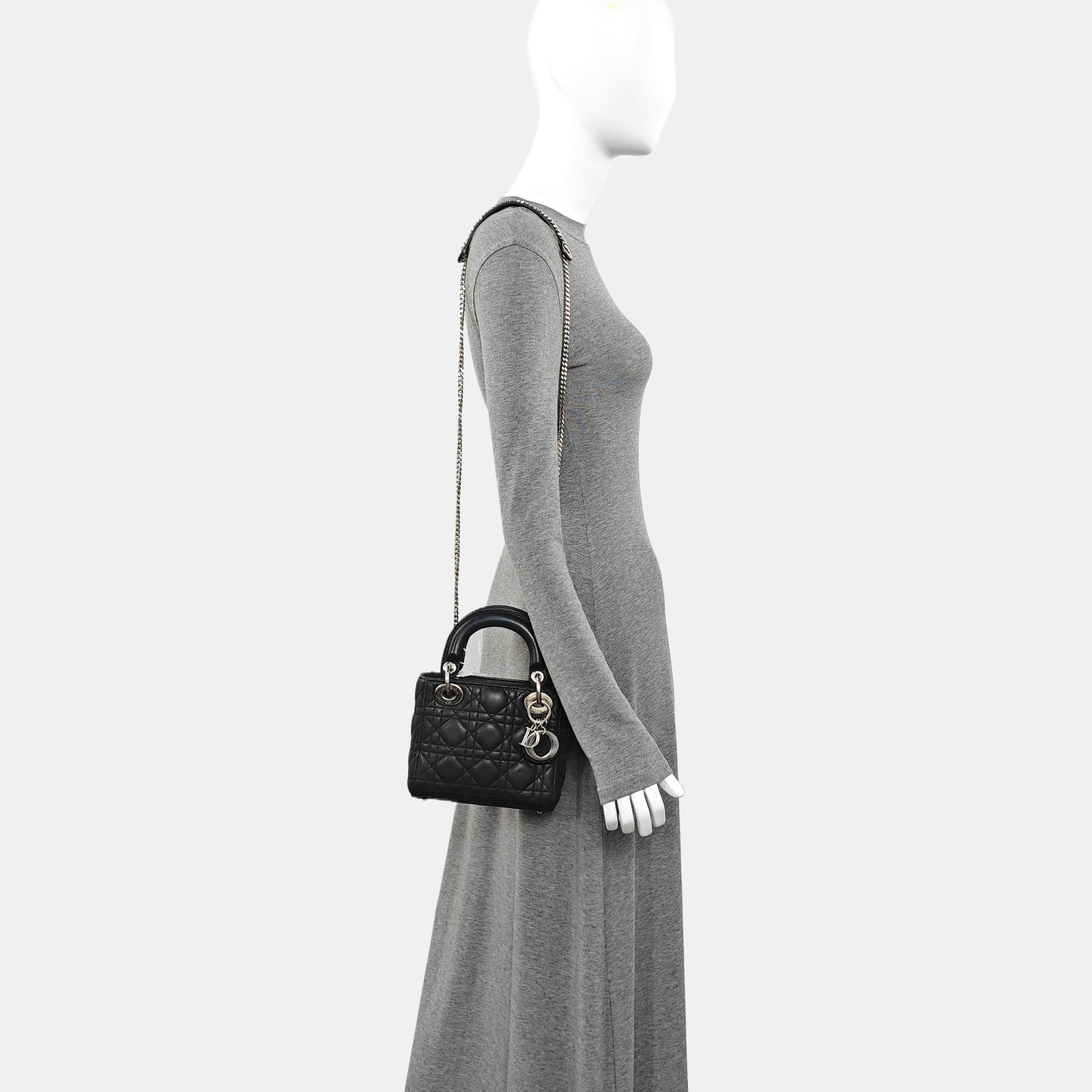Lady Dior Mini Quilted Calfskin Black
