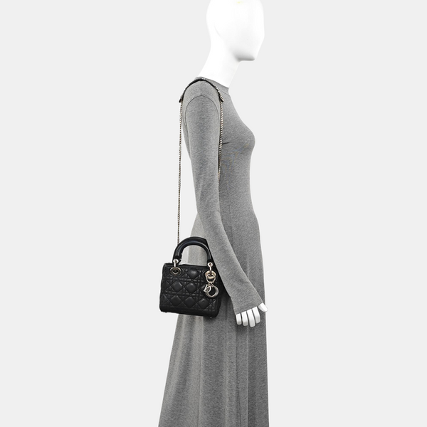 Lady Dior Mini Quilted Calfskin Black