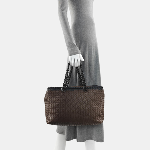 Lambskin Top Handle Bag Brown