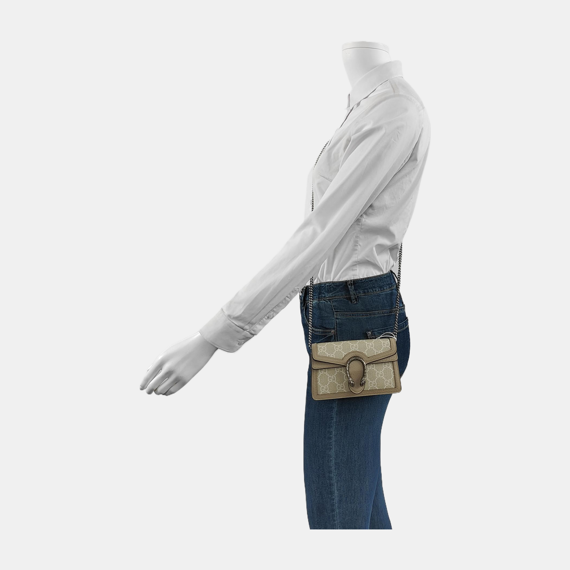 Dionysus Super Mini Monogram Coated Canvas Beige