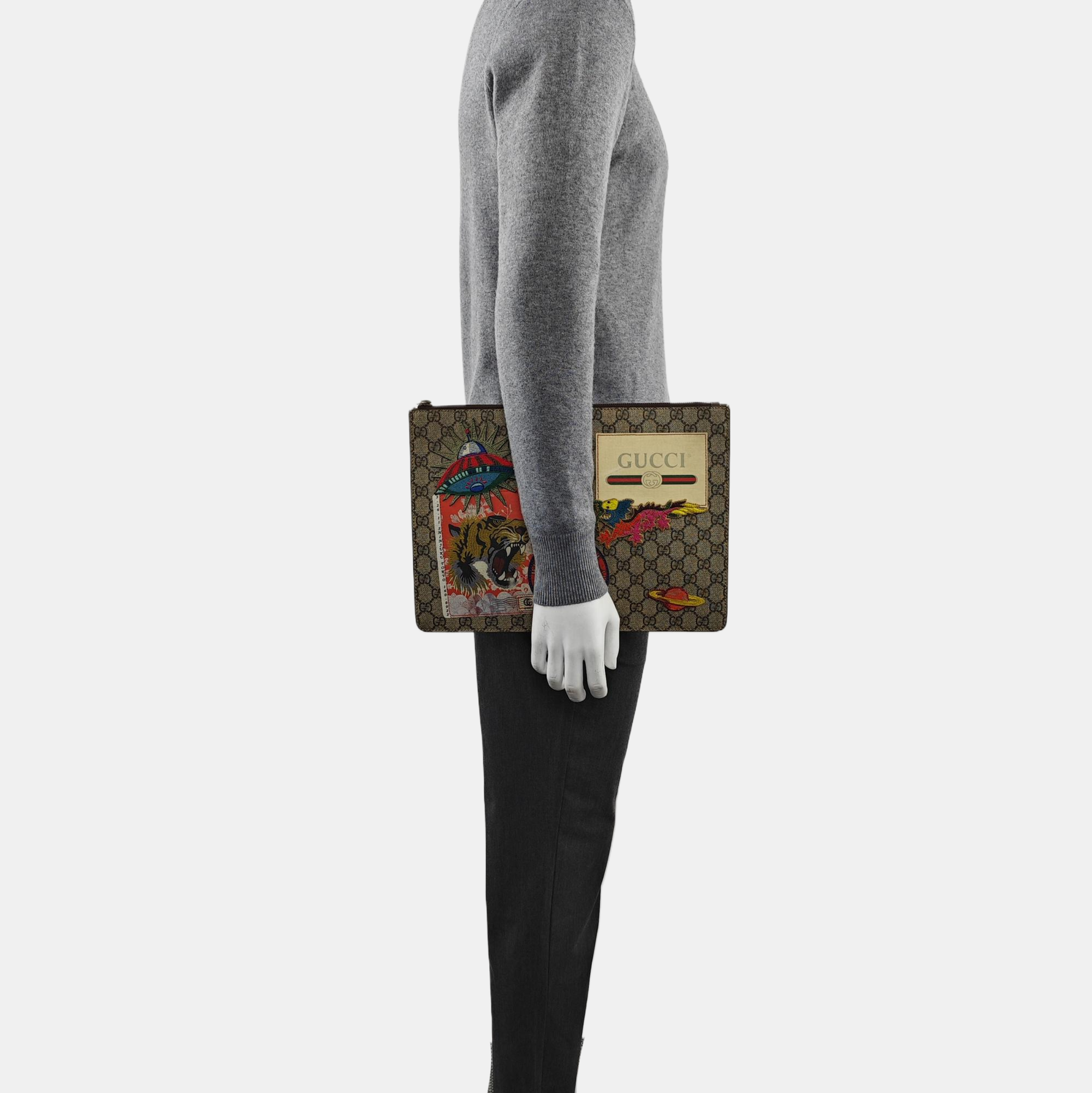 Monogram Coated Canvas Clutch Beige