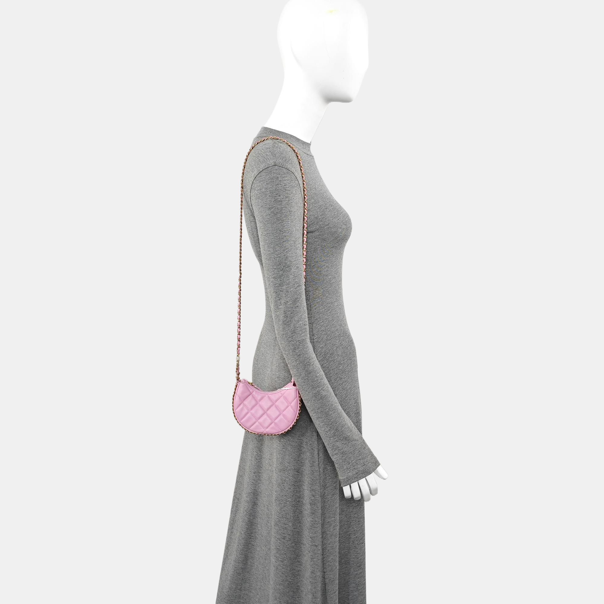 Quilted Lambskin Shoulder Bag Mini Pink