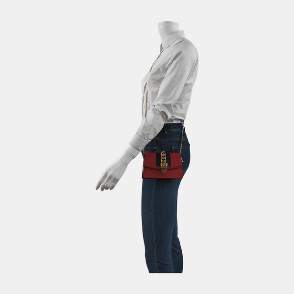 Authenticated pre-owned  Sylvie Super Mini Calfskin Red - Shoulder Bag at Looply