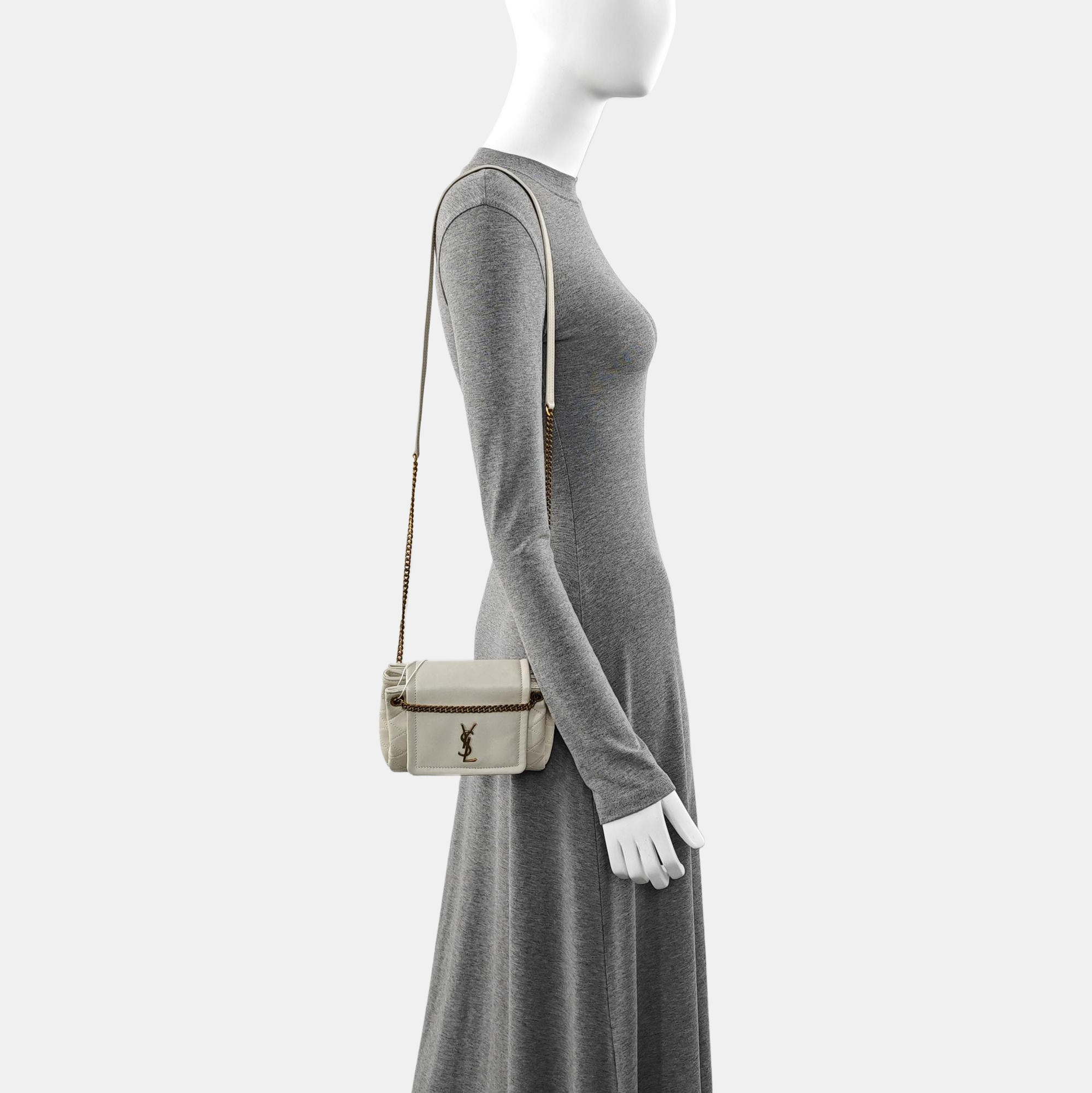 Quilted Lambskin Shoulder Bag White