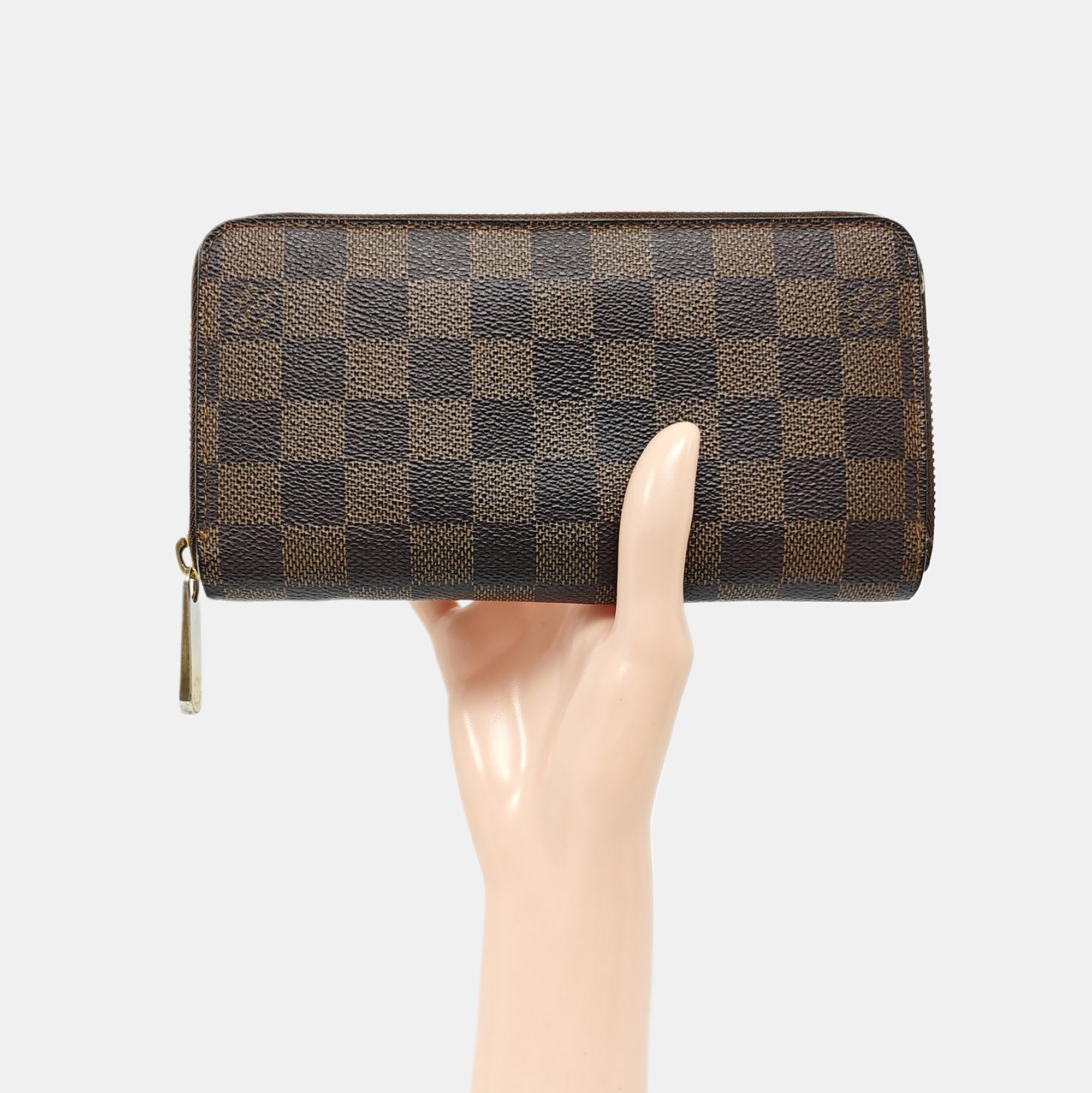 ZIPPY Damier Ebene Coated Canvas Brown Wallet
