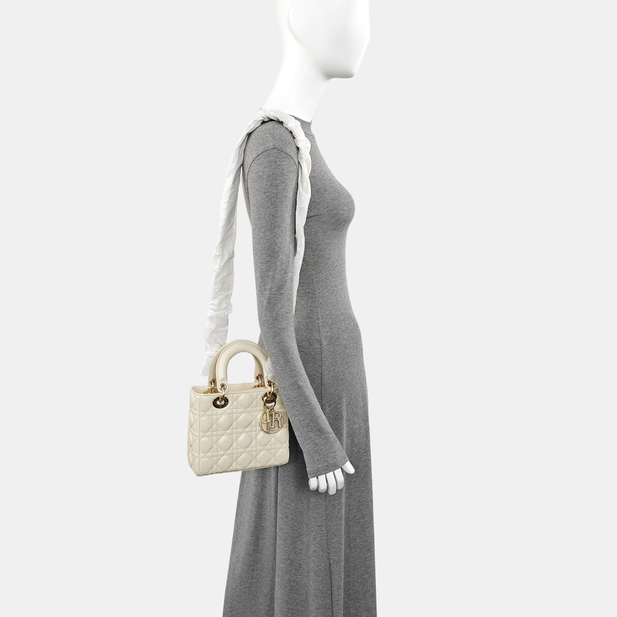 Lady Dior Small Cannage Lambskin White
