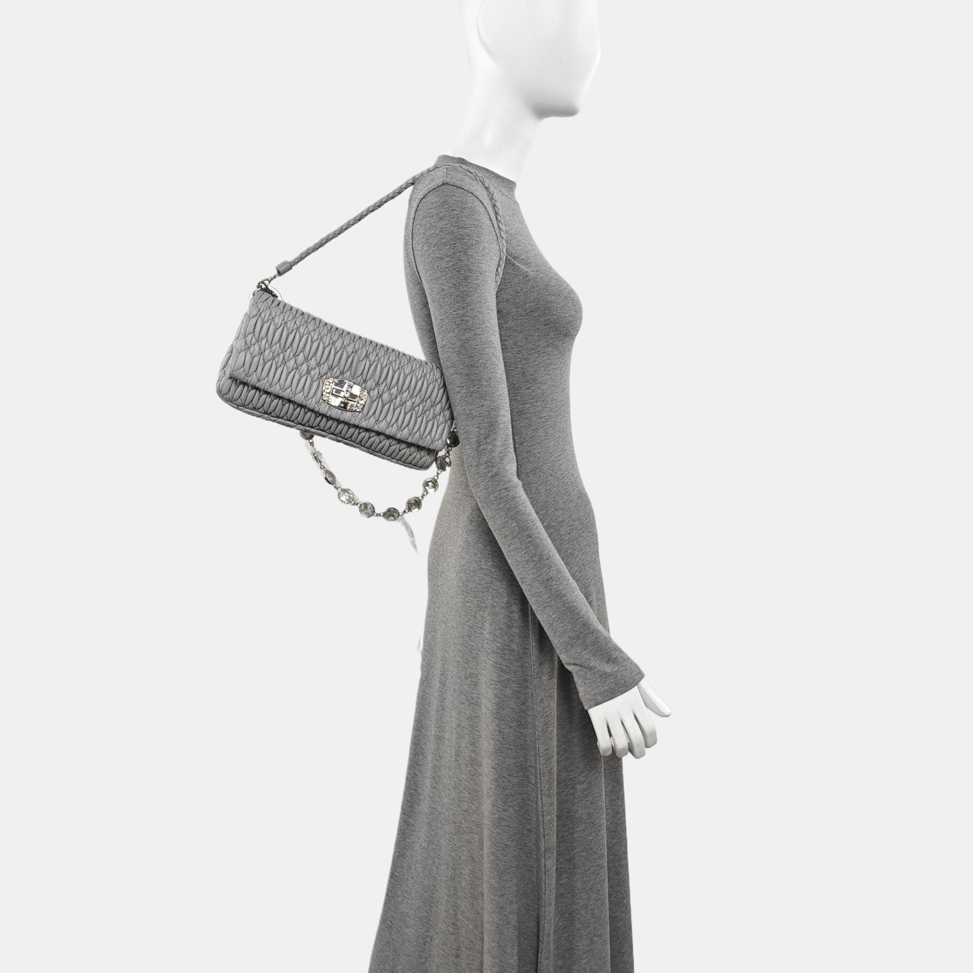 Crystal Quilted Lambskin Gray