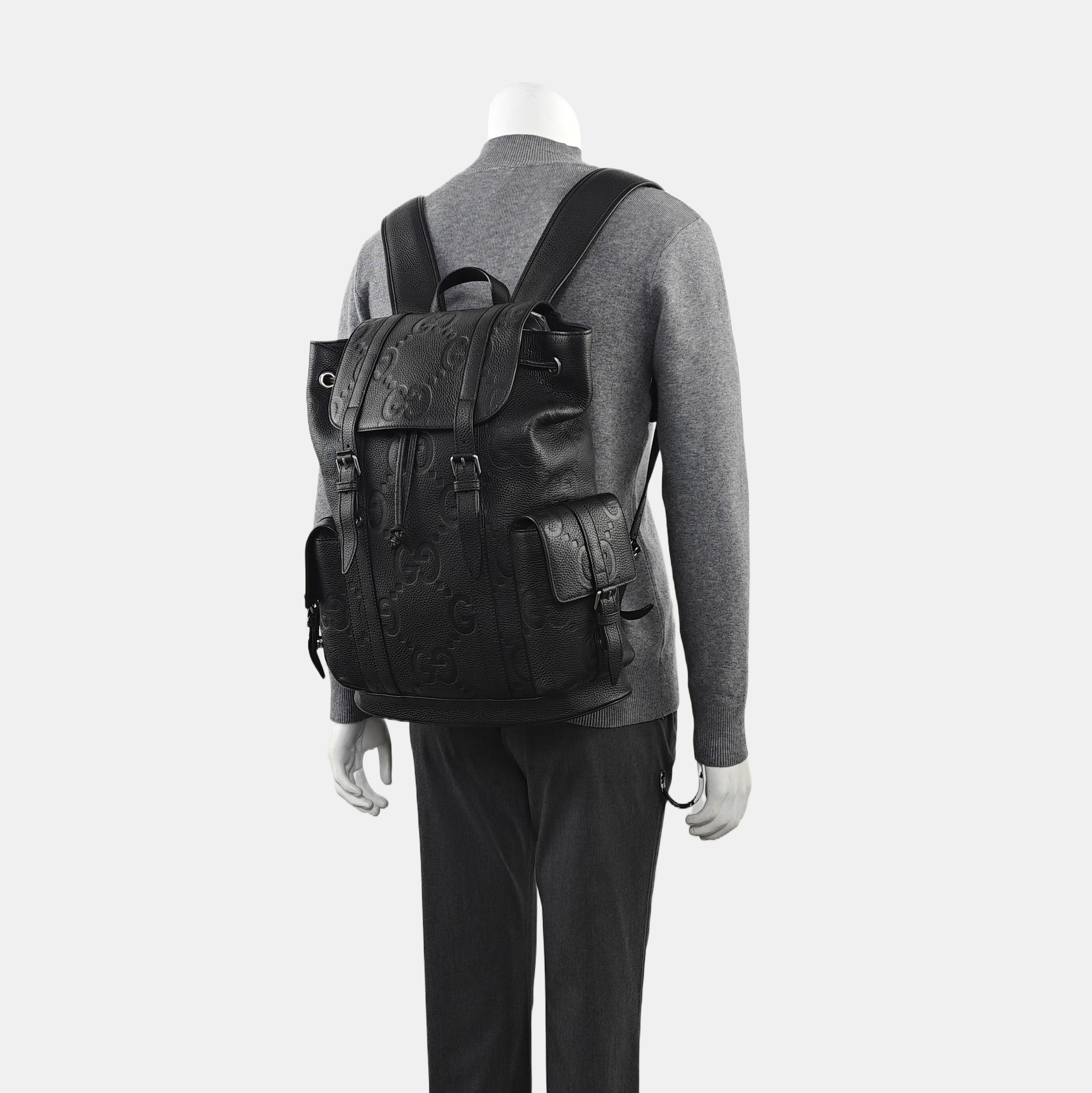 Monogram Calfskin Backpack Large Black
