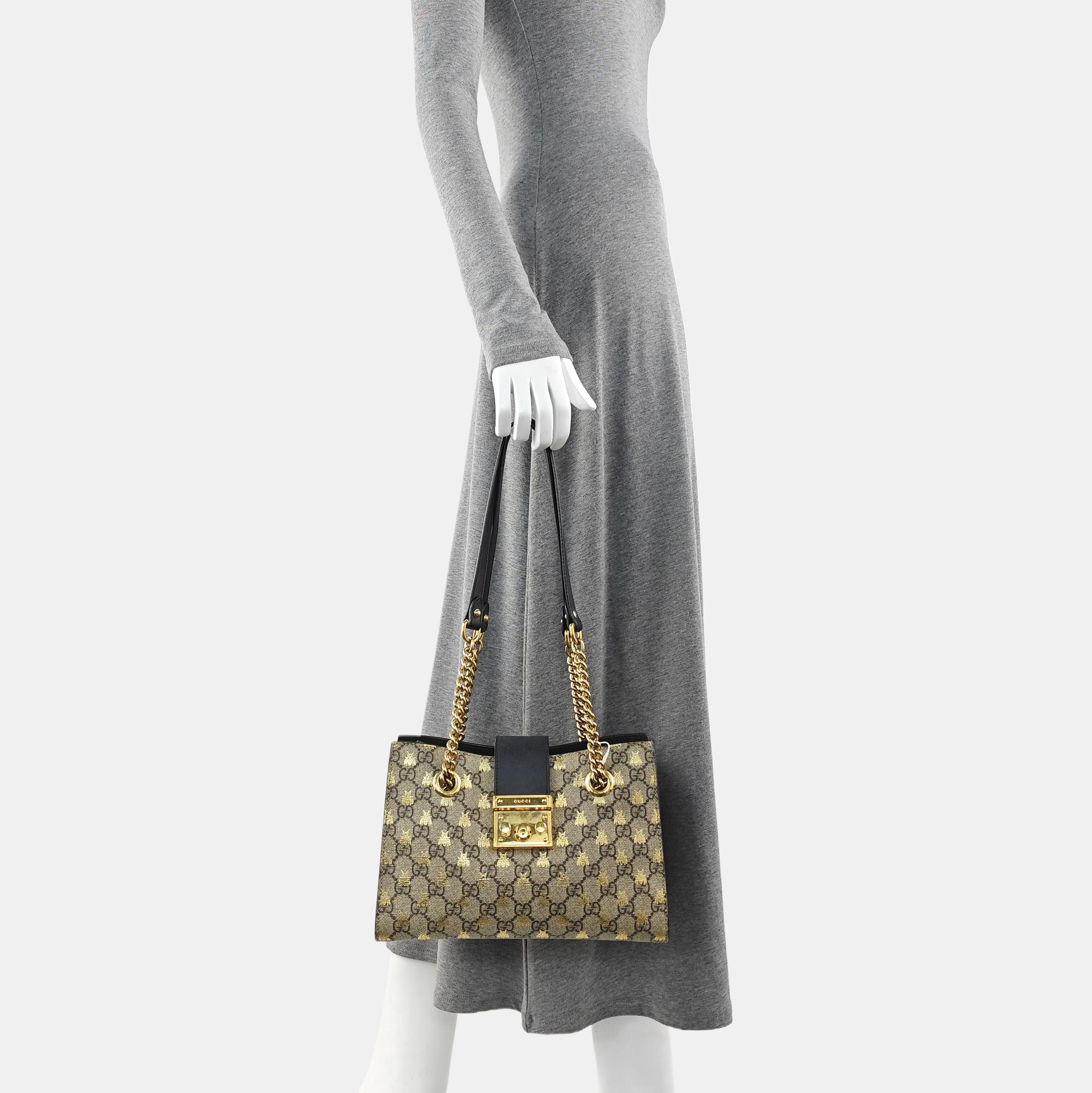 Padlock Small Monogram Coated Canvas Beige