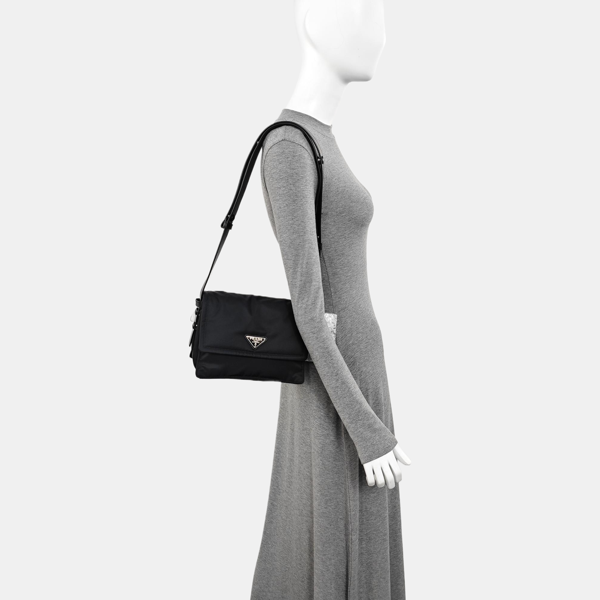Nylon Shoulder Bag Small Black