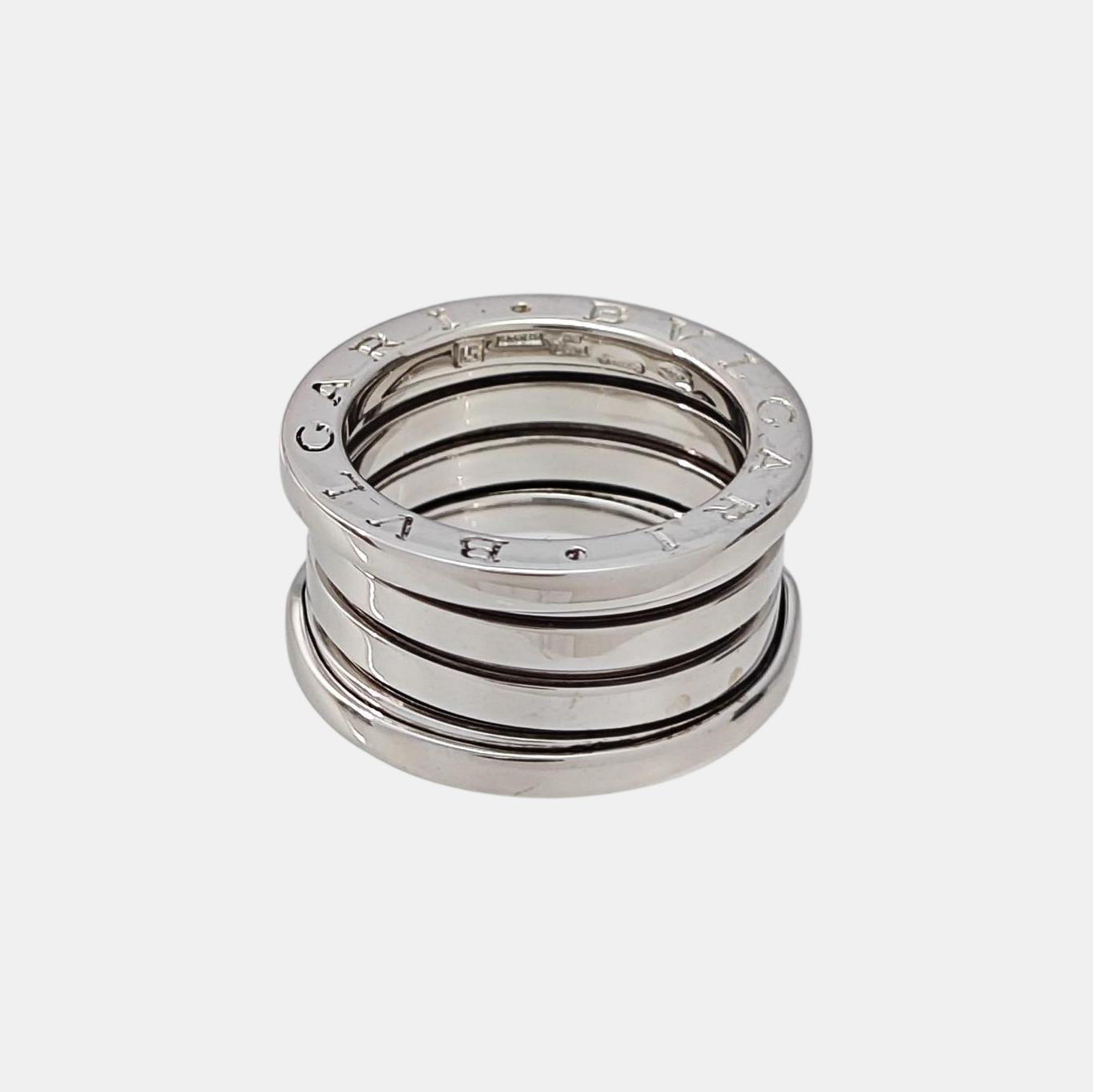 B.ZERO1 18k White Gold Silver Ring EU 51