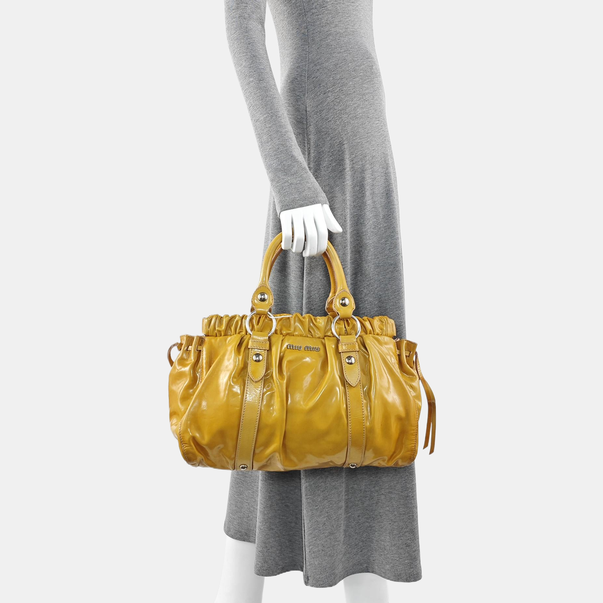 Calfskin Top Handle Bag Yellow