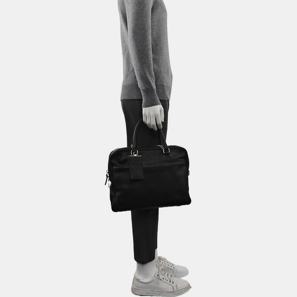 Calfskin Top Handle Bag Black