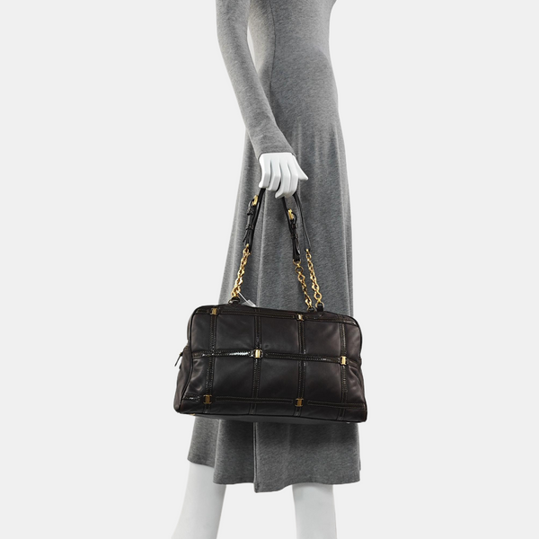 Quilted Calfskin Top Handle Bag Brown