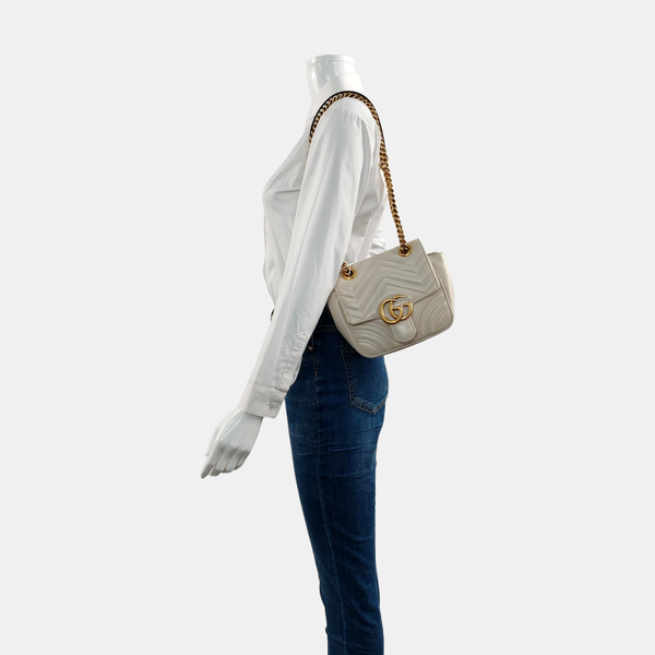 GG Marmont Mini Quilted Calfskin White