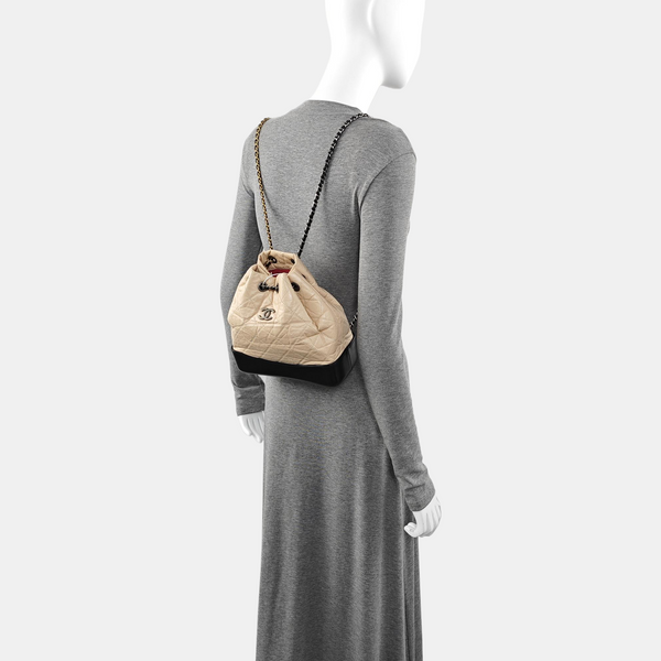 GABRIELLE Small Quilted Calfskin Beige