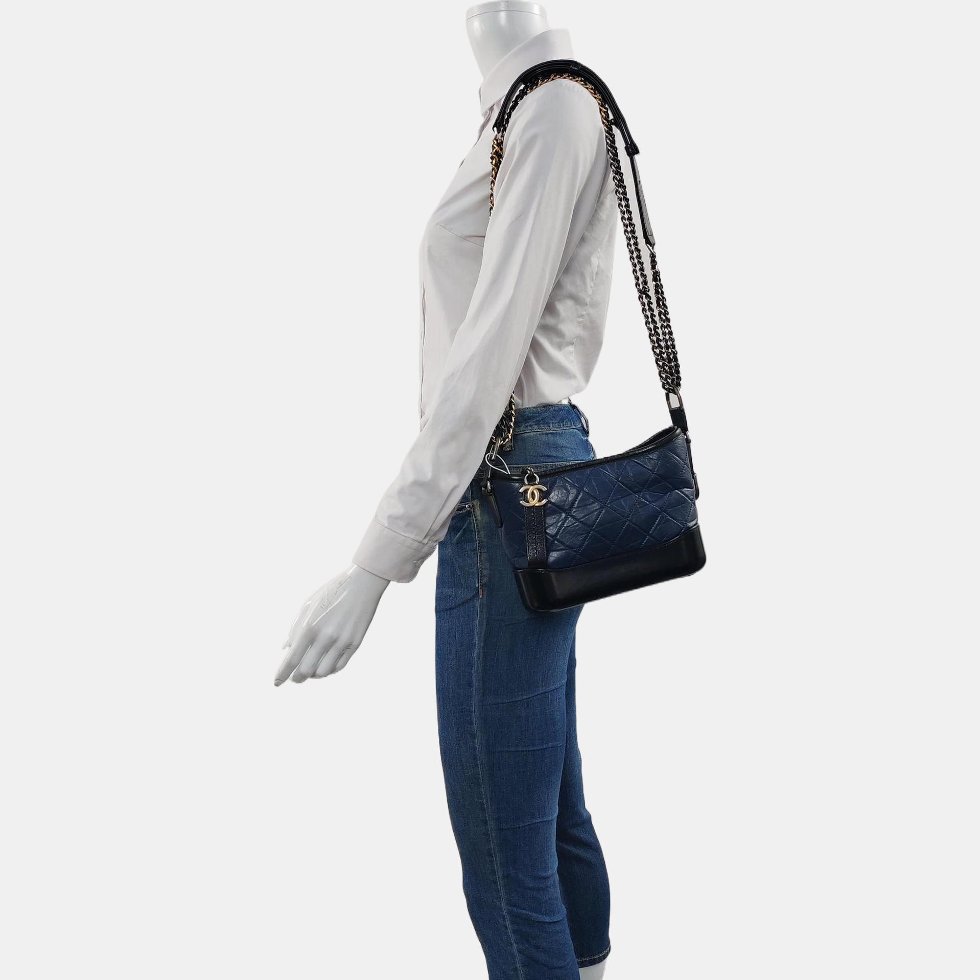 Authenticated pre-owned  GABRIELLE Small Quilted Calfskin Blue - Shoulder Bag at Looply