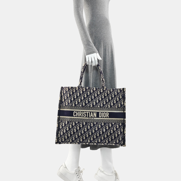 Book Tote Large Oblique Canvas Beige