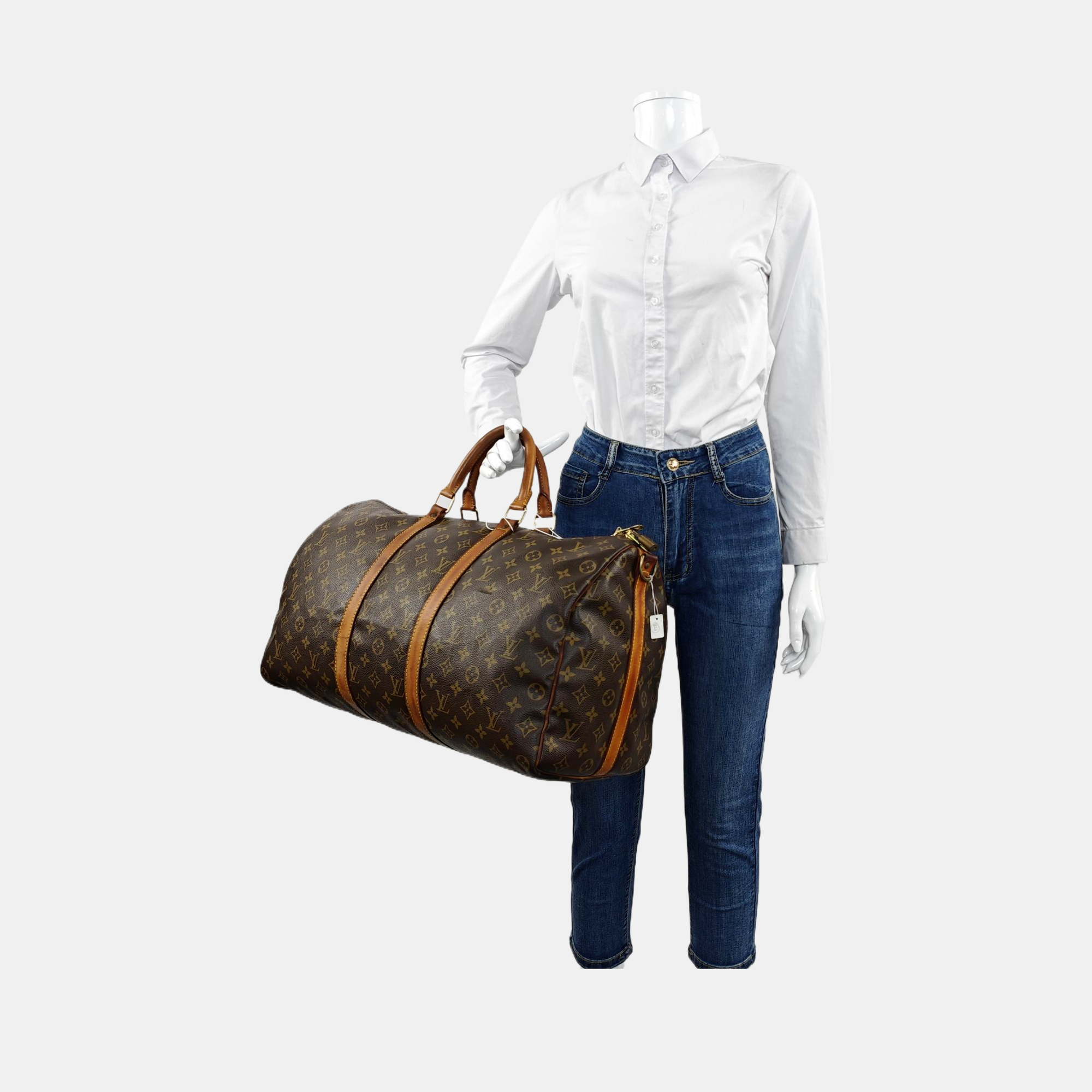 KEEPALL 50 Monogram Coated Canvas Brown