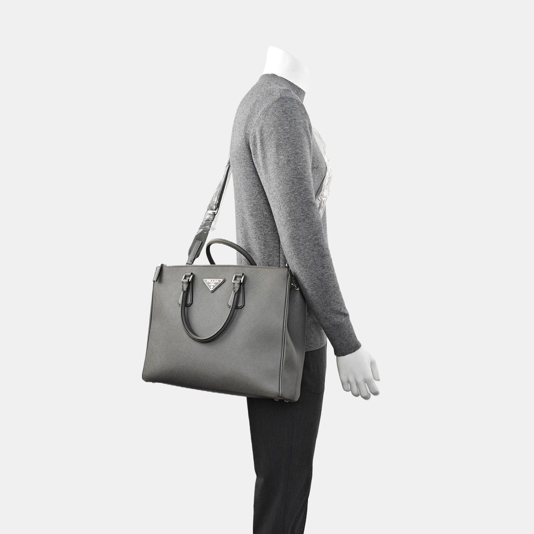 Galleria Large Saffiano Calfskin Gray