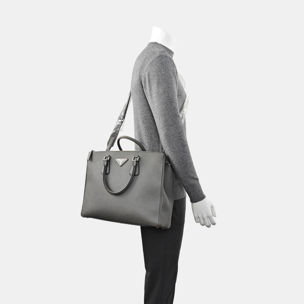 Galleria Large Saffiano Calfskin Gray