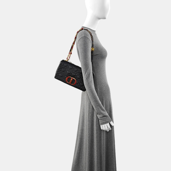 Dior Caro Medium Cannage Calfskin Black