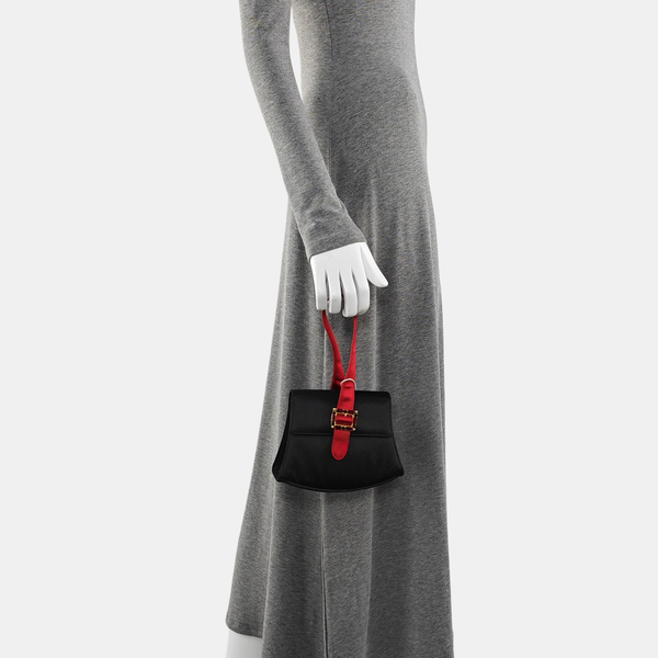 Silk Satin Top Handle Bag Black