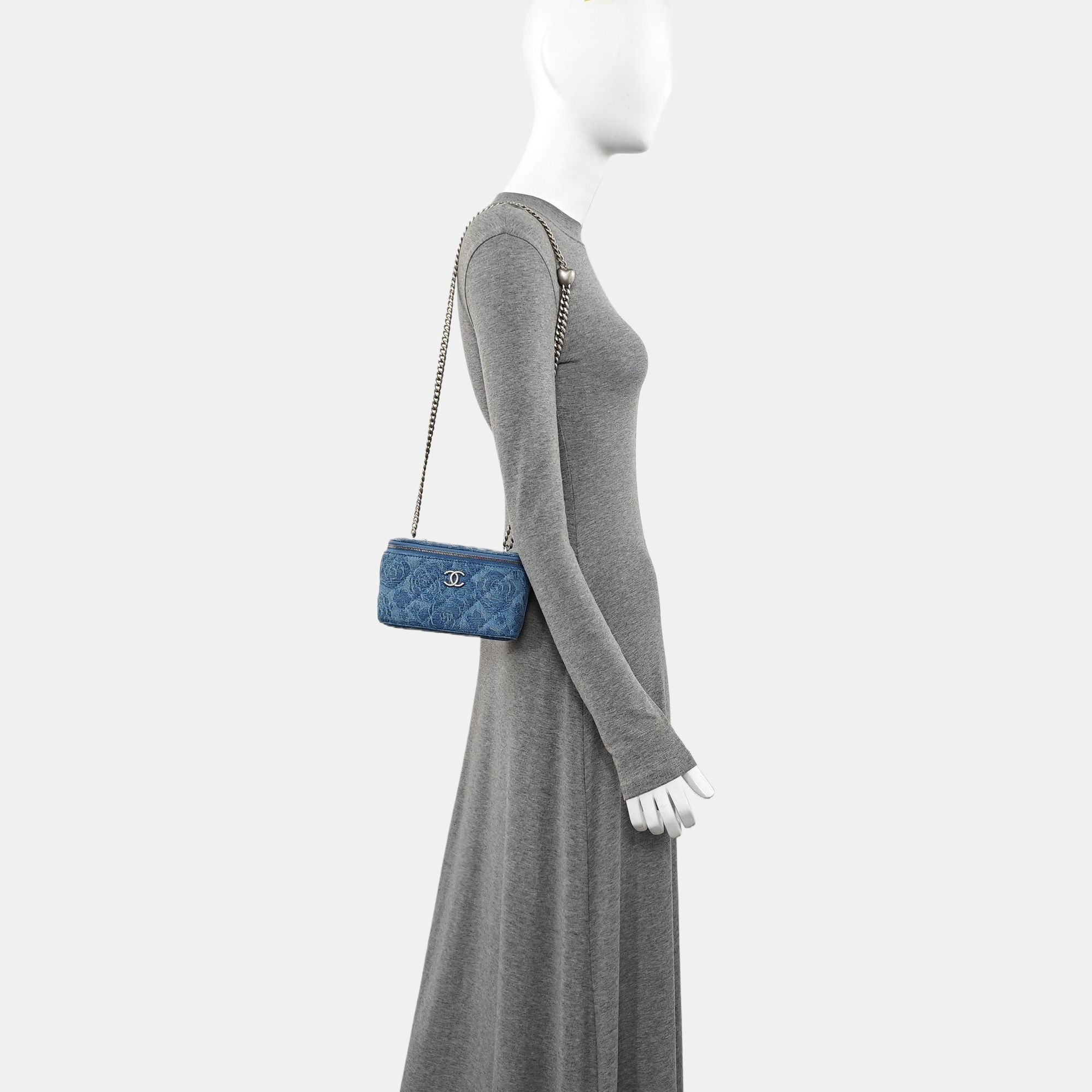 VANITY CASE Small Quilted Denim Blue